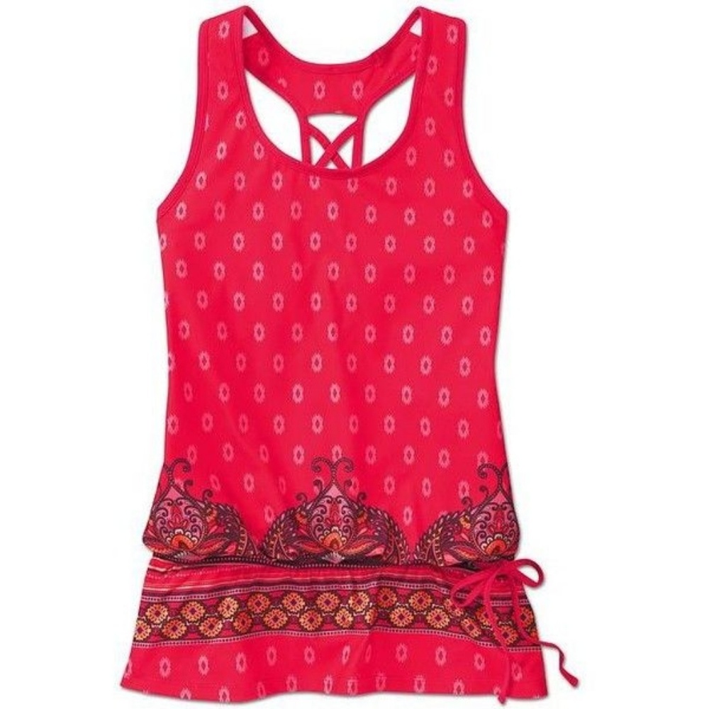 Athleta Red Tic Tac Toe Blouson Workout Tank M